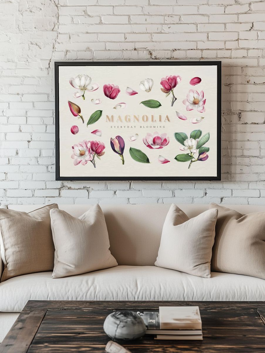 Floral Collage Vintage Print. — room view 1