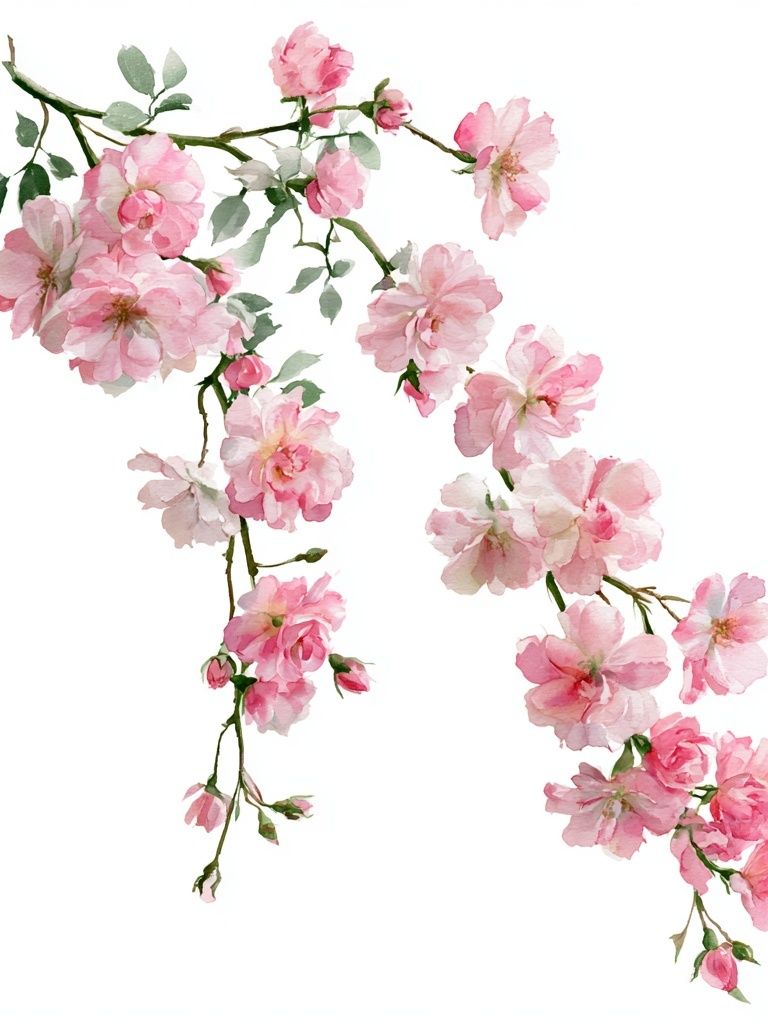 Pink Cherry Blossom Watercolor Print. poster detail