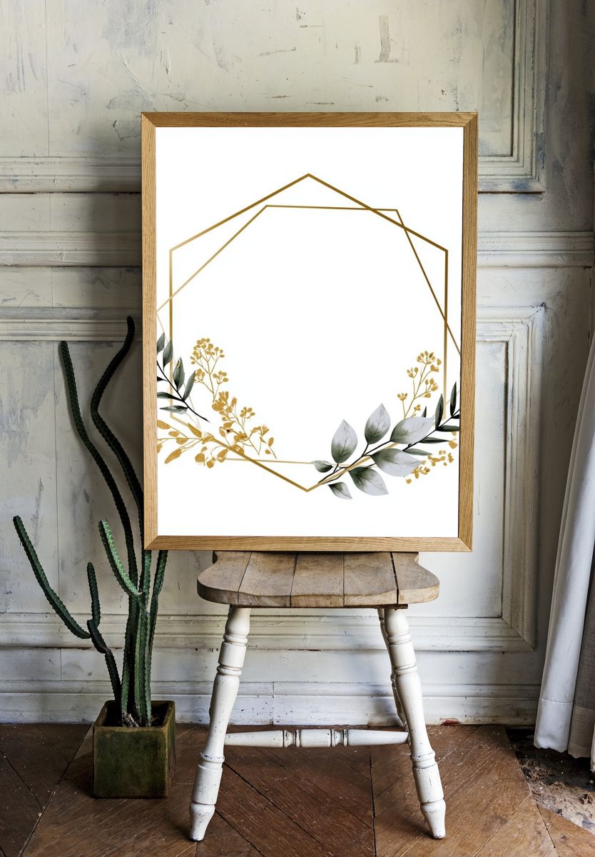 Golden Botanical Frame Poster. — room view 1