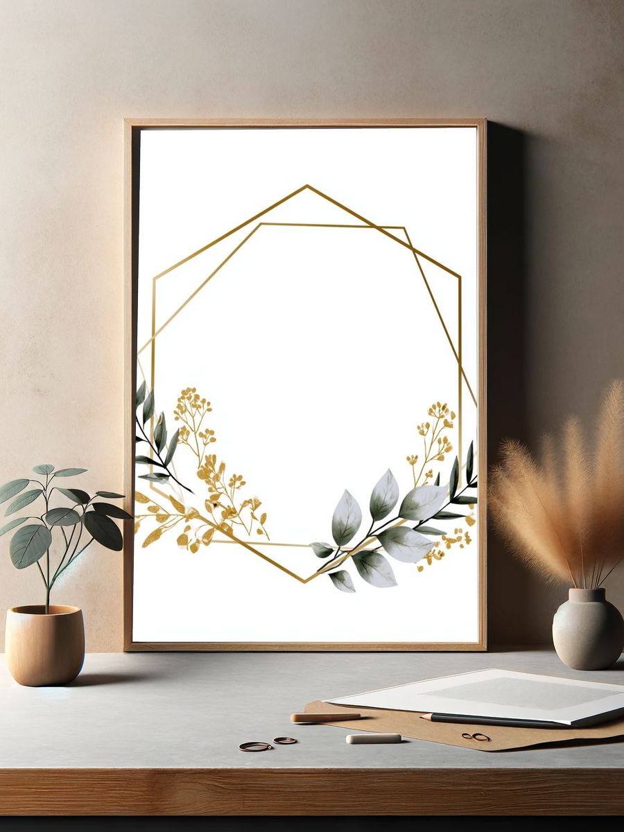 Golden Botanical Frame Poster. — room view 2