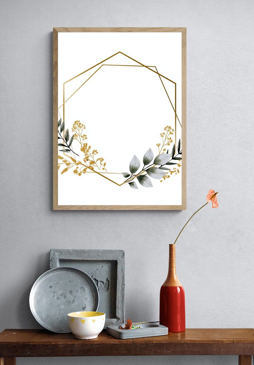 Golden Botanical Frame Poster. — room view 3