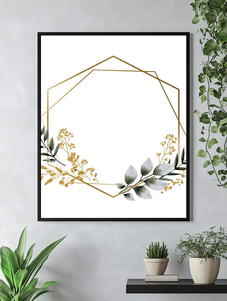 Golden Botanical Frame Poster. — room view 4