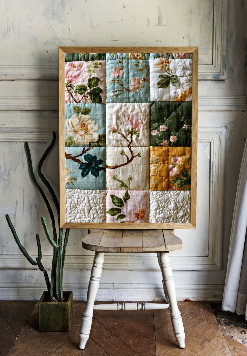 Floral Quilt Botanical Print. — room view 1