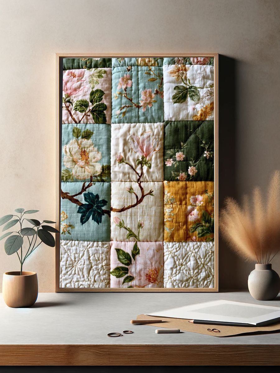 Floral Quilt Botanical Print. — room view 2