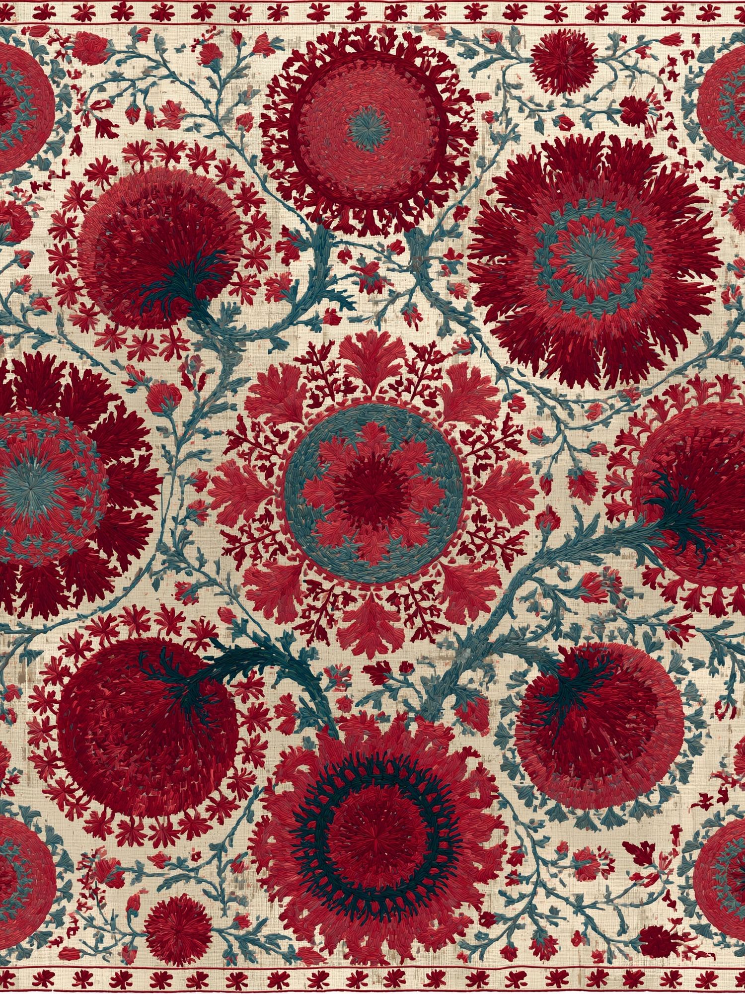 Floral Medallion Tapestry Print. poster — botanical art