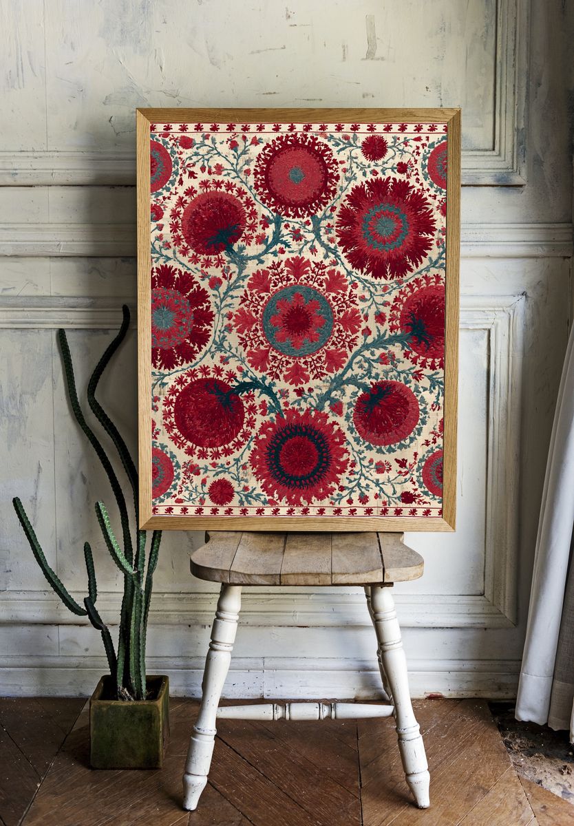 Floral Medallion Tapestry Print. room preview