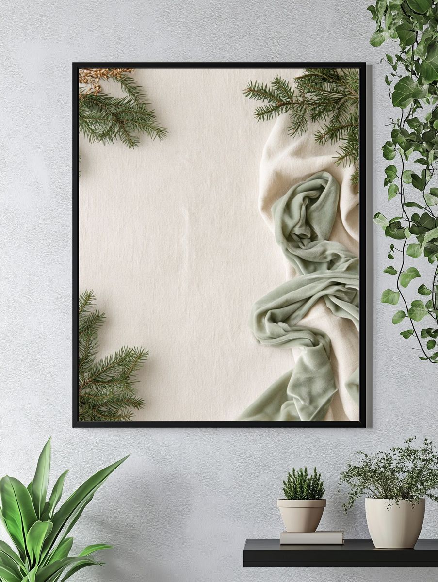 Winter Evergreen Still Life Print. — room view 4