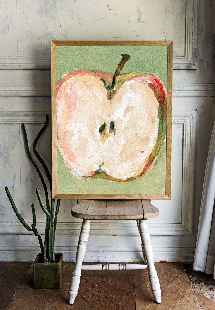 Watercolor Apple Botanical Print. — room view 1