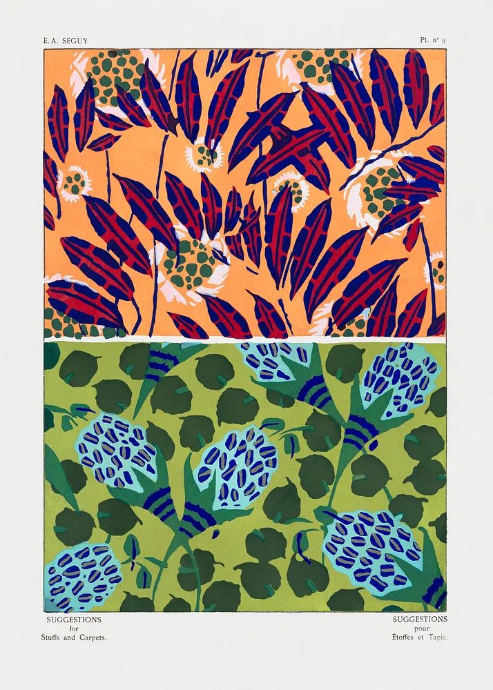 Vintage floral patterns, Art Nouveau. poster — botanical art