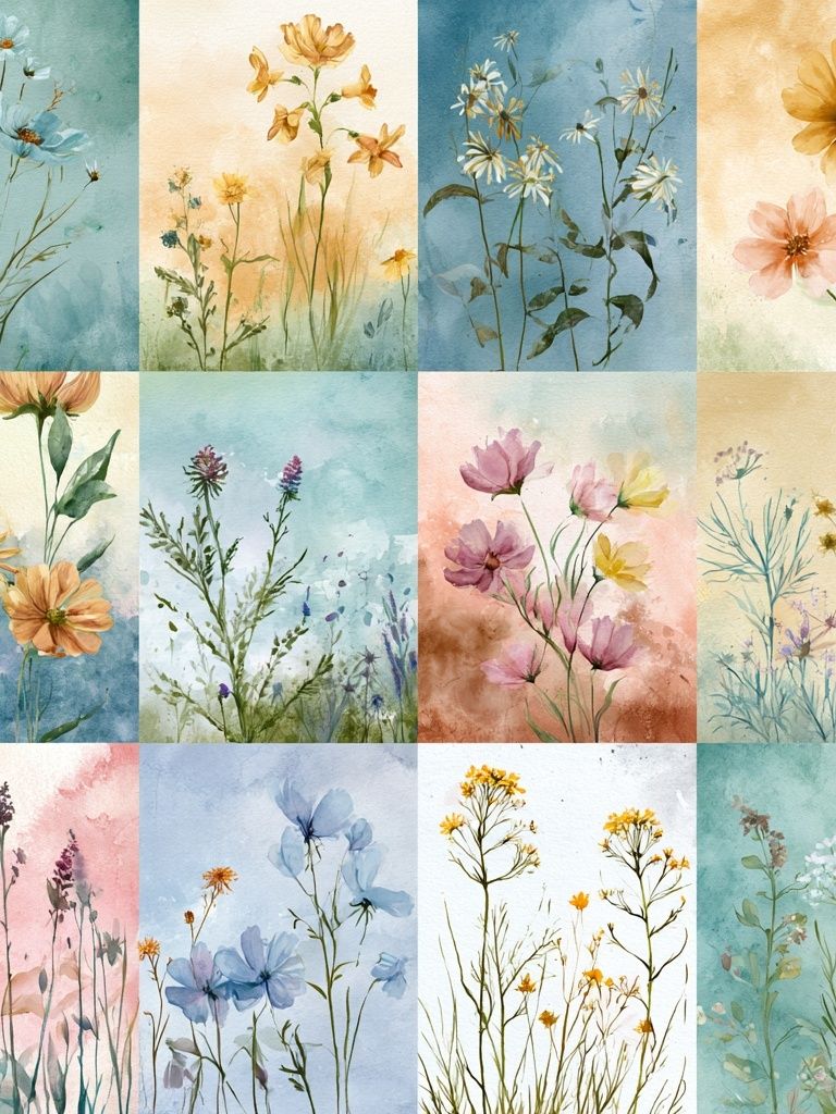 Wildflower Watercolor Botanical Print. poster detail