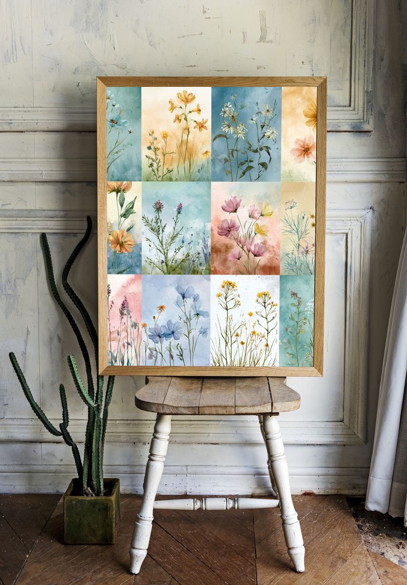 Wildflower Watercolor Botanical Print. — room view 1