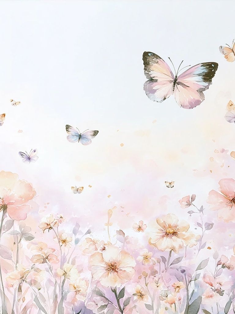 Pastel Butterfly Meadow Print. poster detail