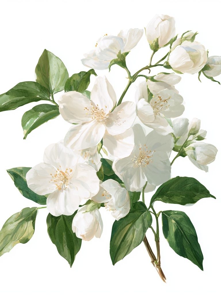 White Blossom Botanical Print. poster detail
