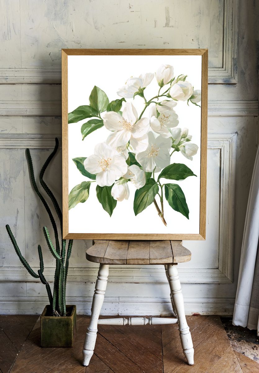 White Blossom Botanical Print. — room view 1