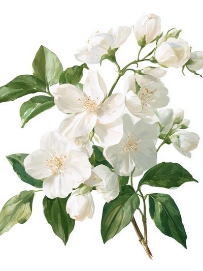 White Blossom Botanical Print. poster