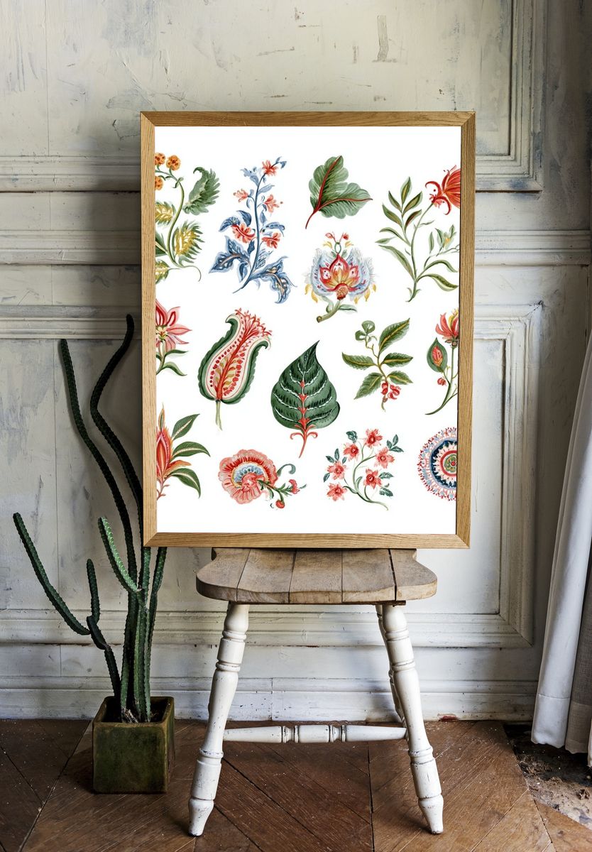 Botanical Watercolor Study Poster. — room view 1