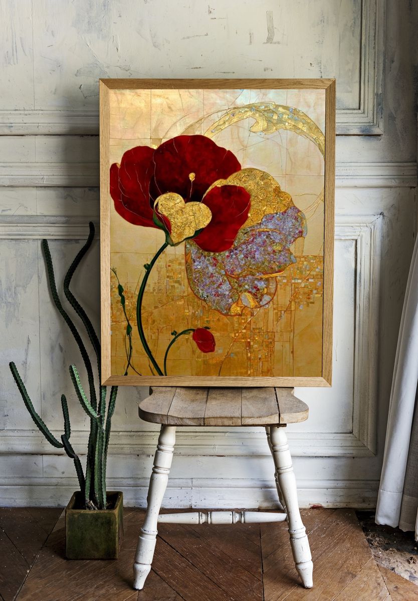 Golden Poppy Bloom Fine-Art Print. room preview