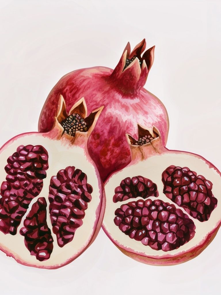 Pomegranate Still Life Illustration Poster. poster — botanical art