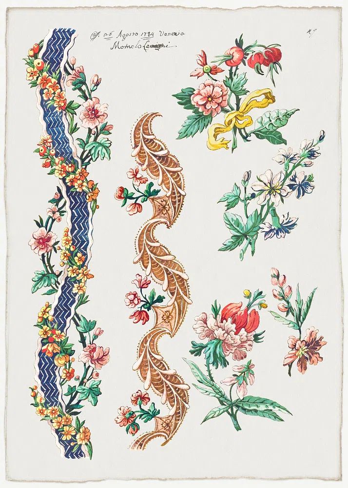 Floral Designs Floral Bands (1784). poster — botanical art