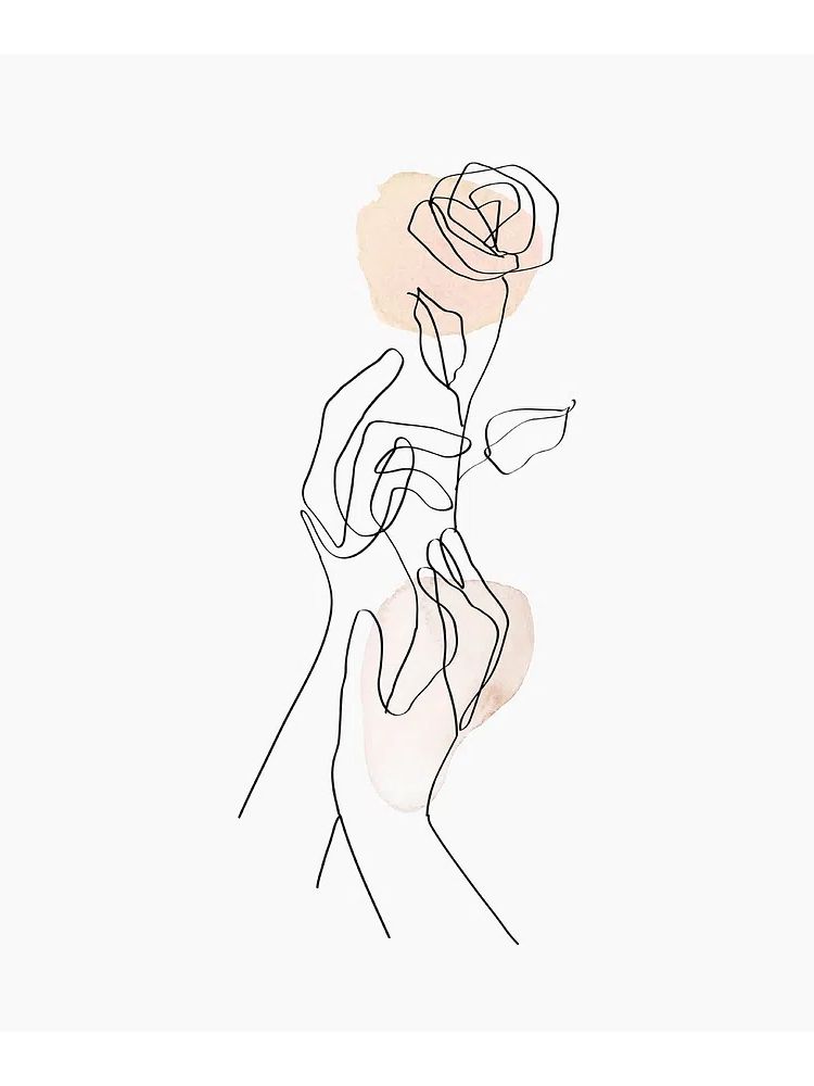 Feminine poster, woman flower line. poster — botanical art