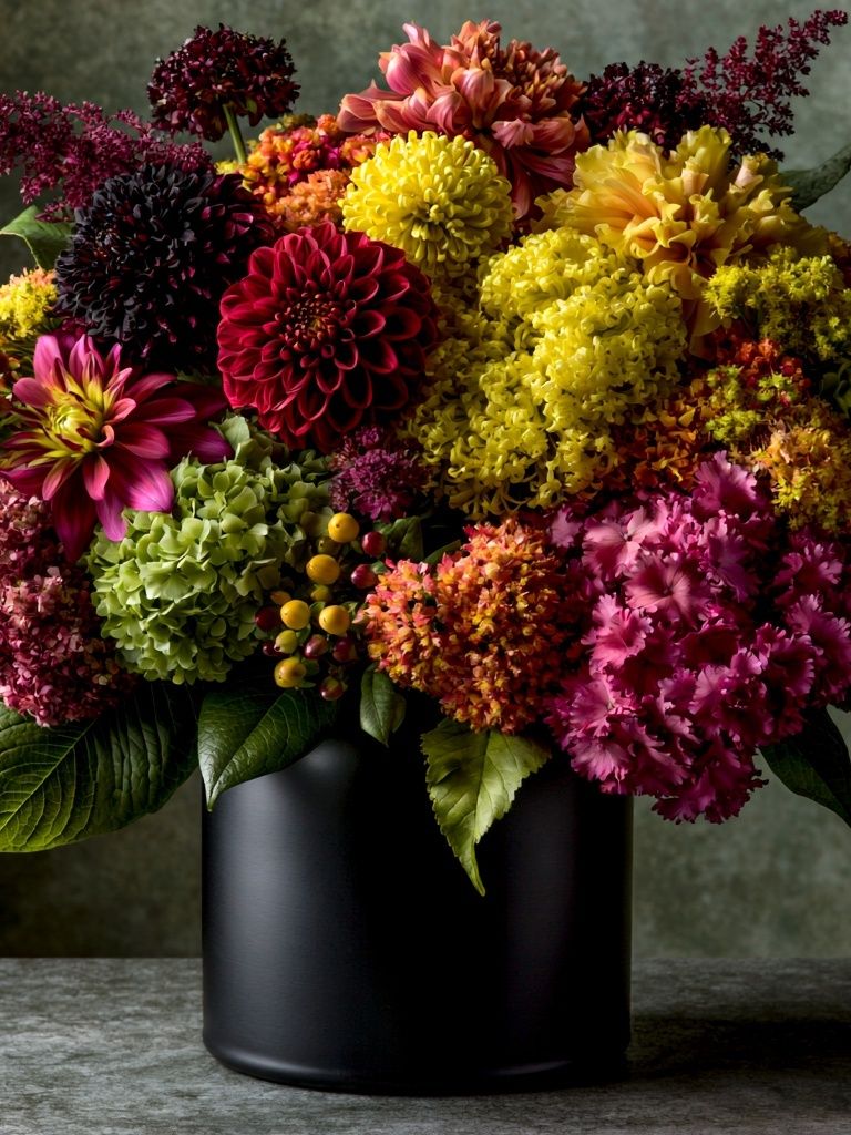 Vibrant Dahlia Bouquet Poster. poster detail