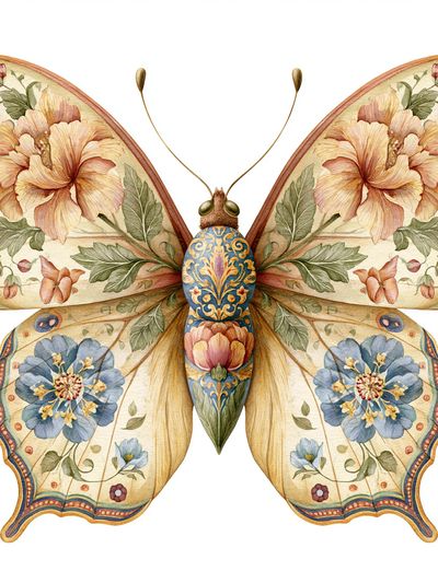 Floral Butterfly Watercolor Print. poster