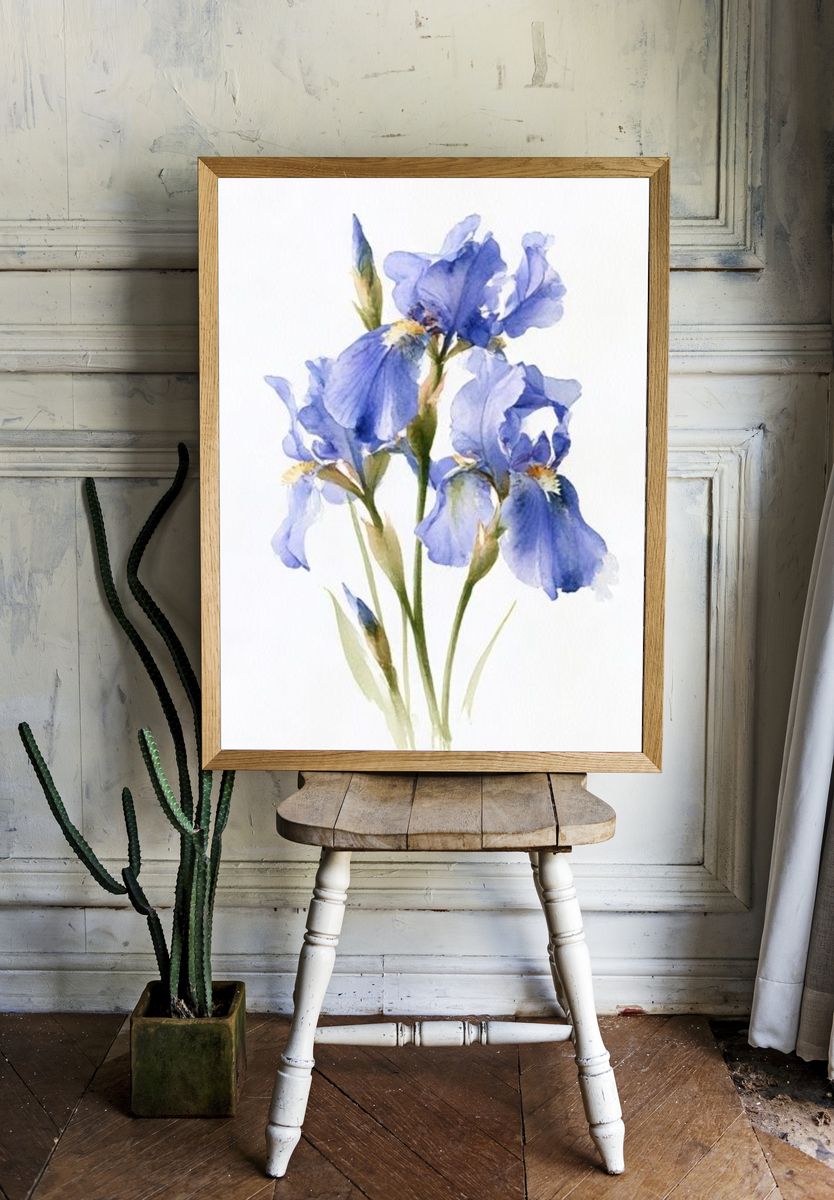 Blue Iris Botanical Print. — room view 1
