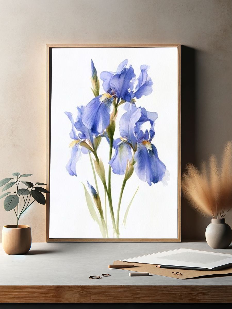 Blue Iris Botanical Print. — room view 2