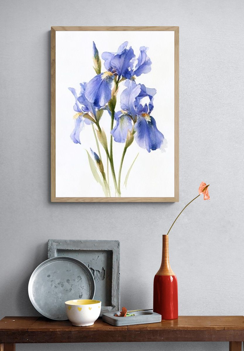 Blue Iris Botanical Print. — room view 3