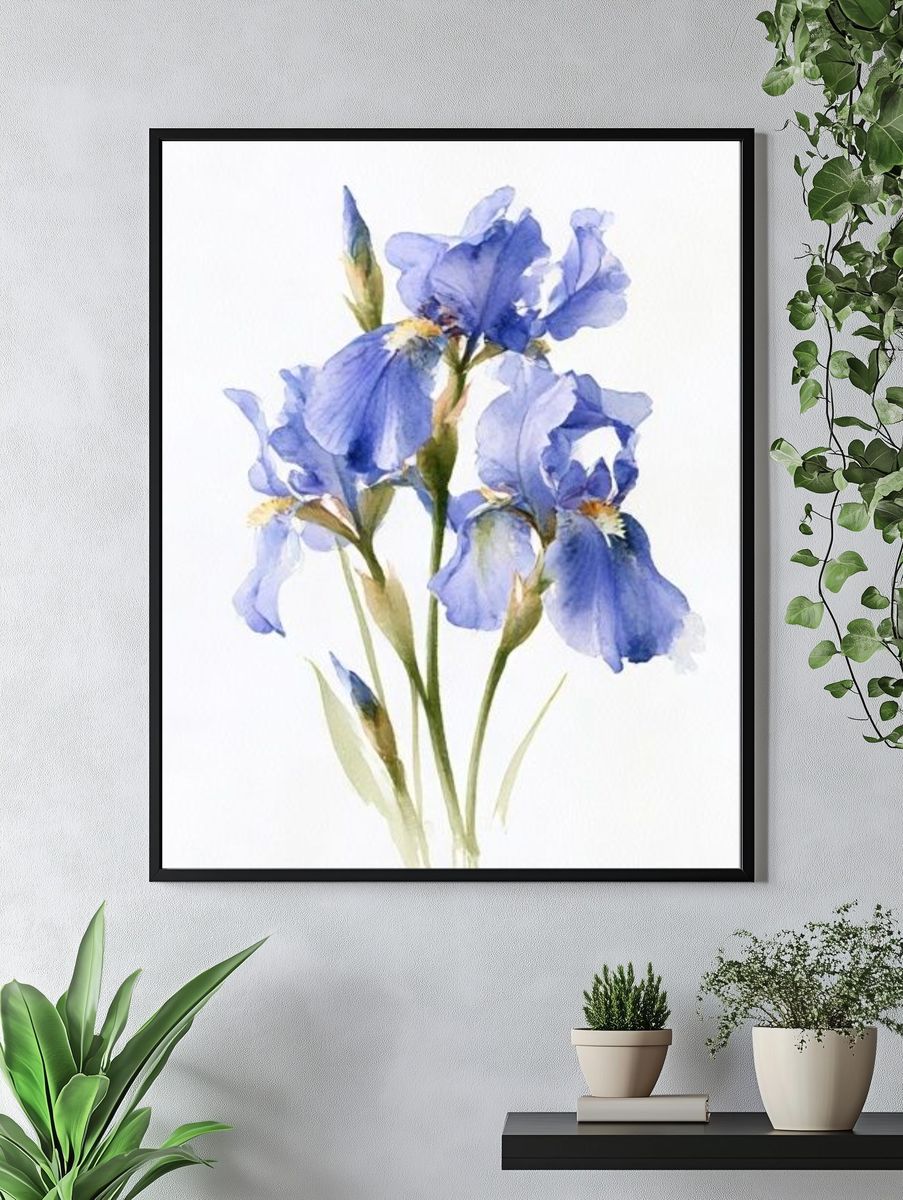 Blue Iris Botanical Print. — room view 4