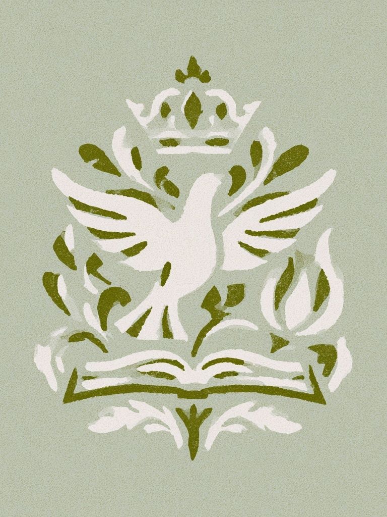 Dove and Book Botanical Poster. poster detail