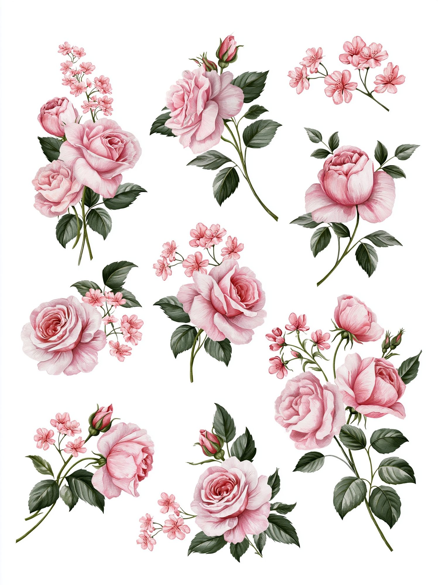 Pink Roses Botanical Print. poster detail