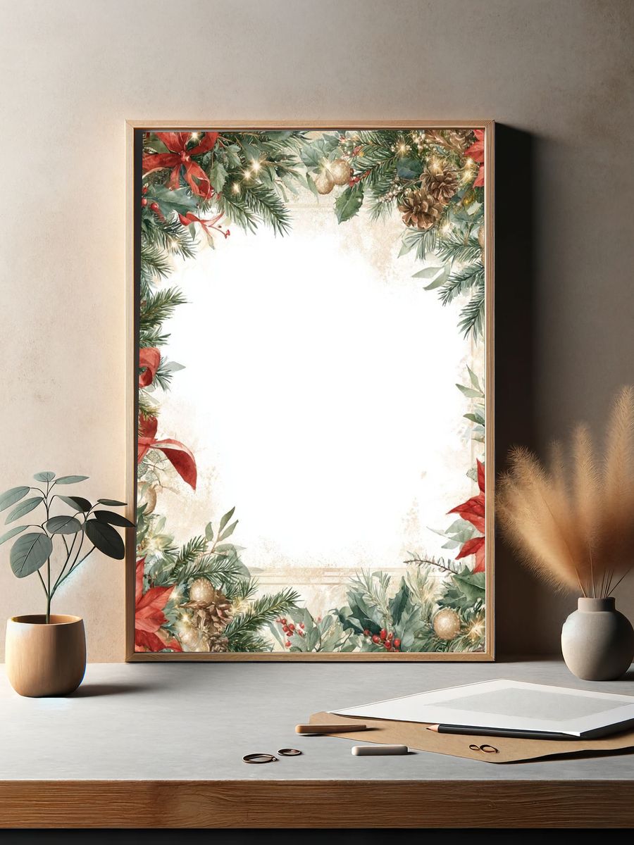Christmas Floral Wreath Poster. — room view 2
