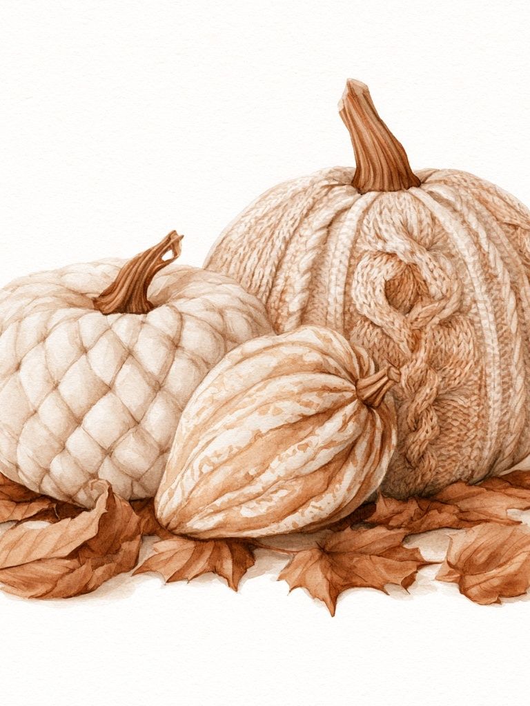 Autumn Pumpkins Watercolor Print. poster — botanical art