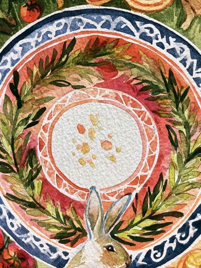 Botanical Wreath Rabbit Poster. poster