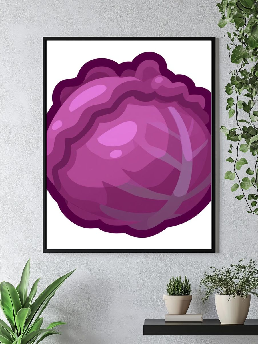 Purple Cabbage Illustration Poster. — room view 4