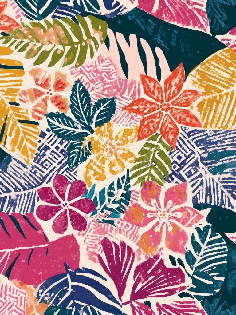Tropical Leaf Collage Print. poster — botanical art