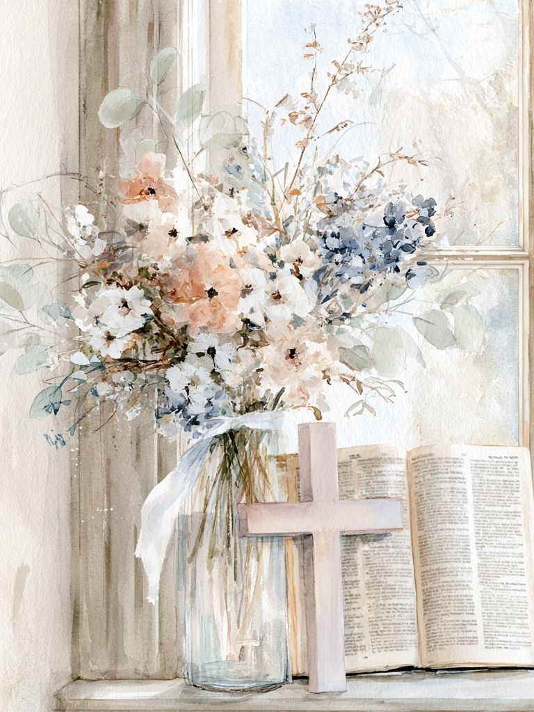 Pastel Floral Still Life Print. poster detail
