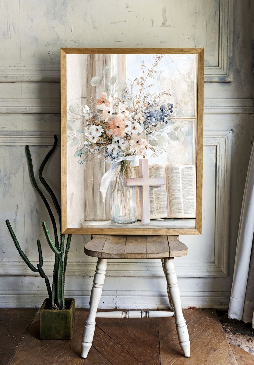 Pastel Floral Still Life Print. — room view 1