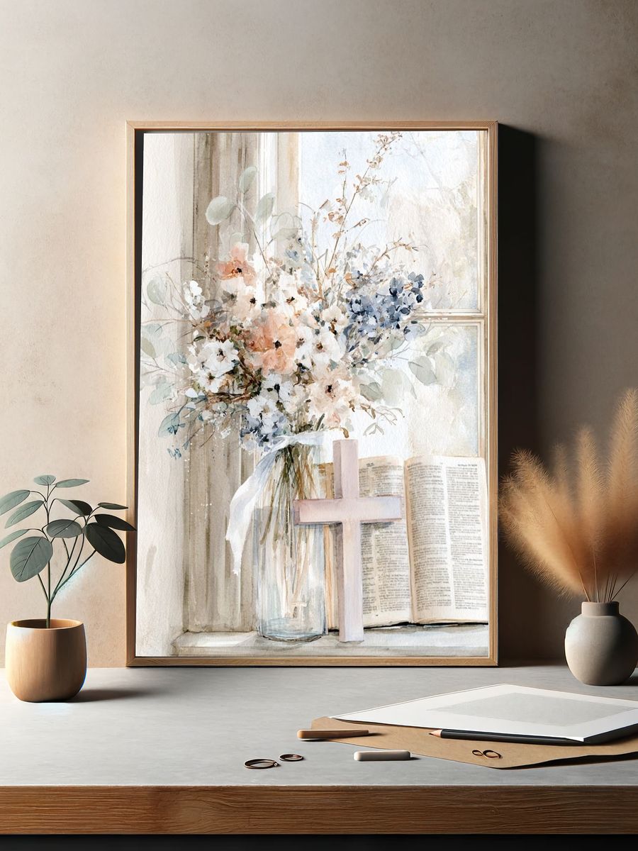 Pastel Floral Still Life Print. — room view 2