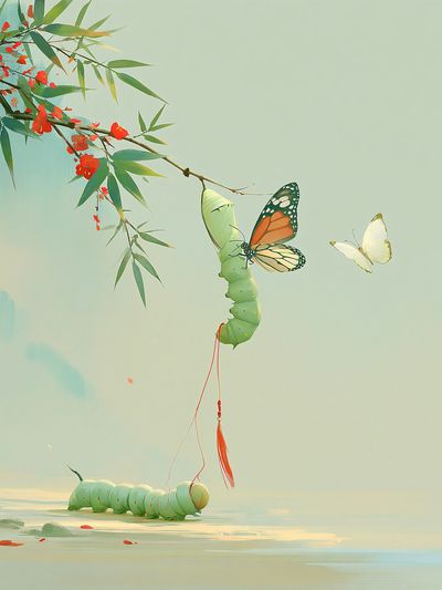Butterfly Caterpillar Botanical Print. poster print