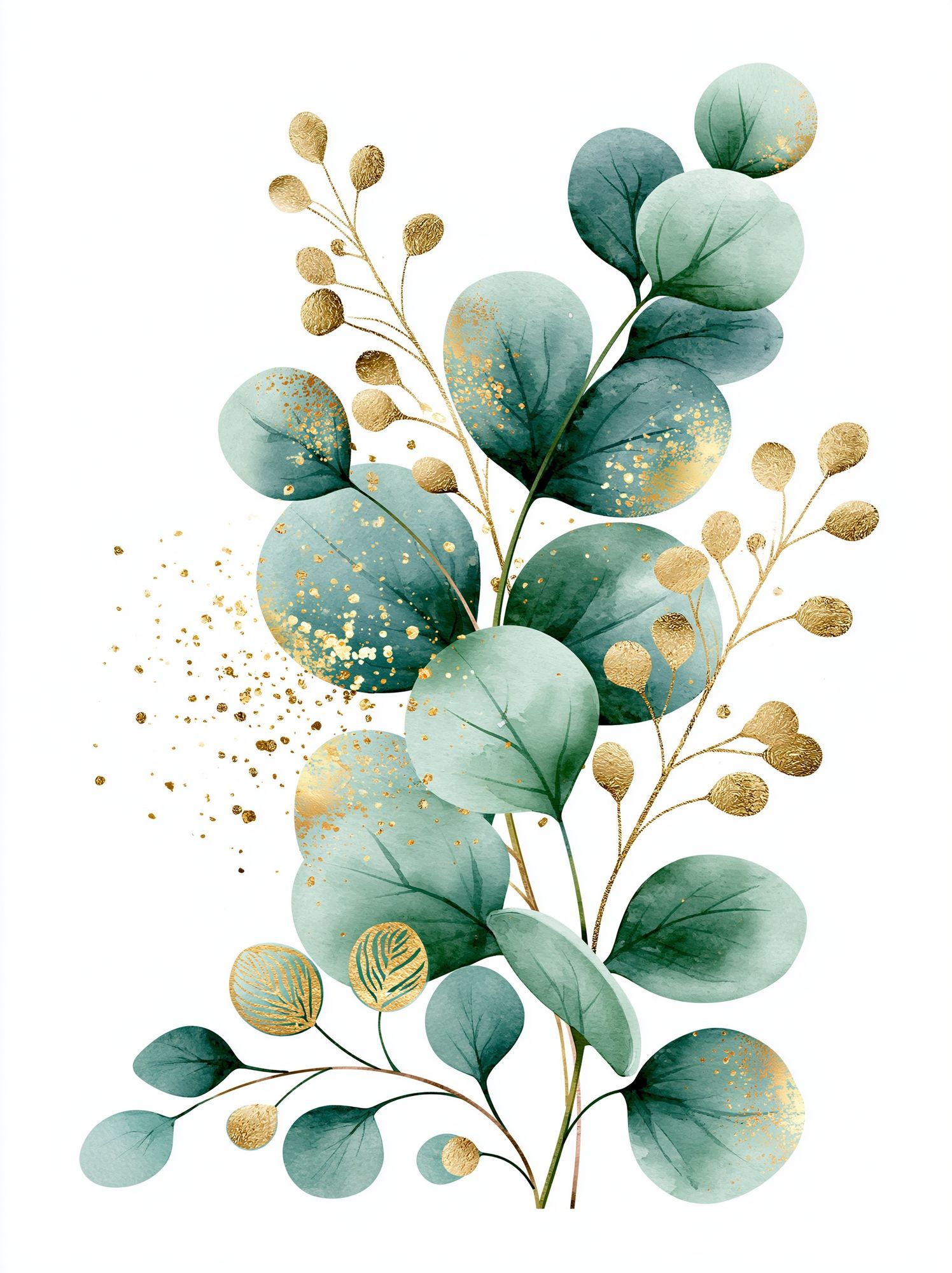 Eucalyptus Gold Leaf Botanical Print. poster — botanical art