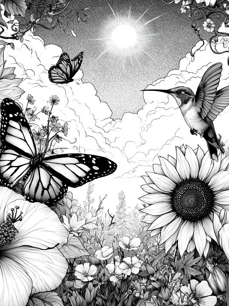 Butterflies and Blooms Botanical Print. poster detail