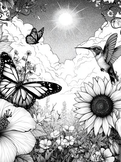 Butterflies and Blooms Botanical Print. poster