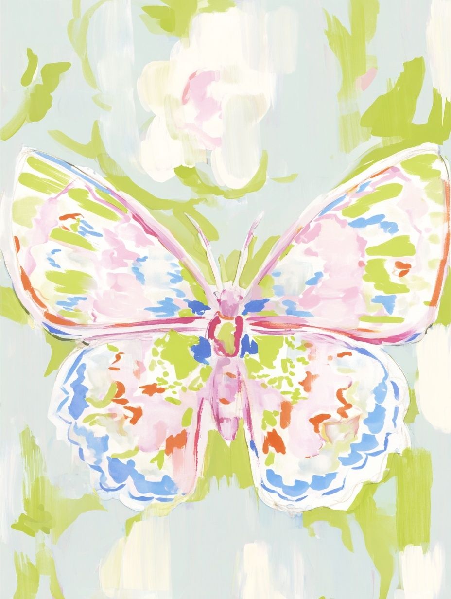 Pastel Butterfly Watercolor Print. poster detail
