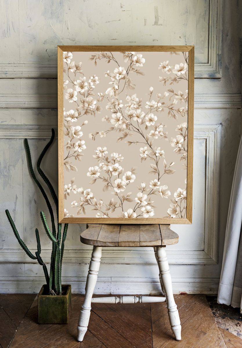 Blush Cherry Blossom Botanical Print. — room view 1