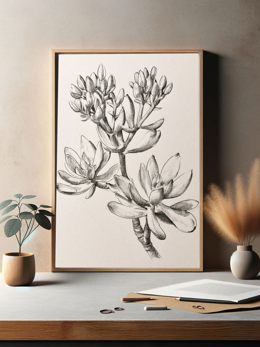 Succulent Botanical Sketch Poster. — room view 2