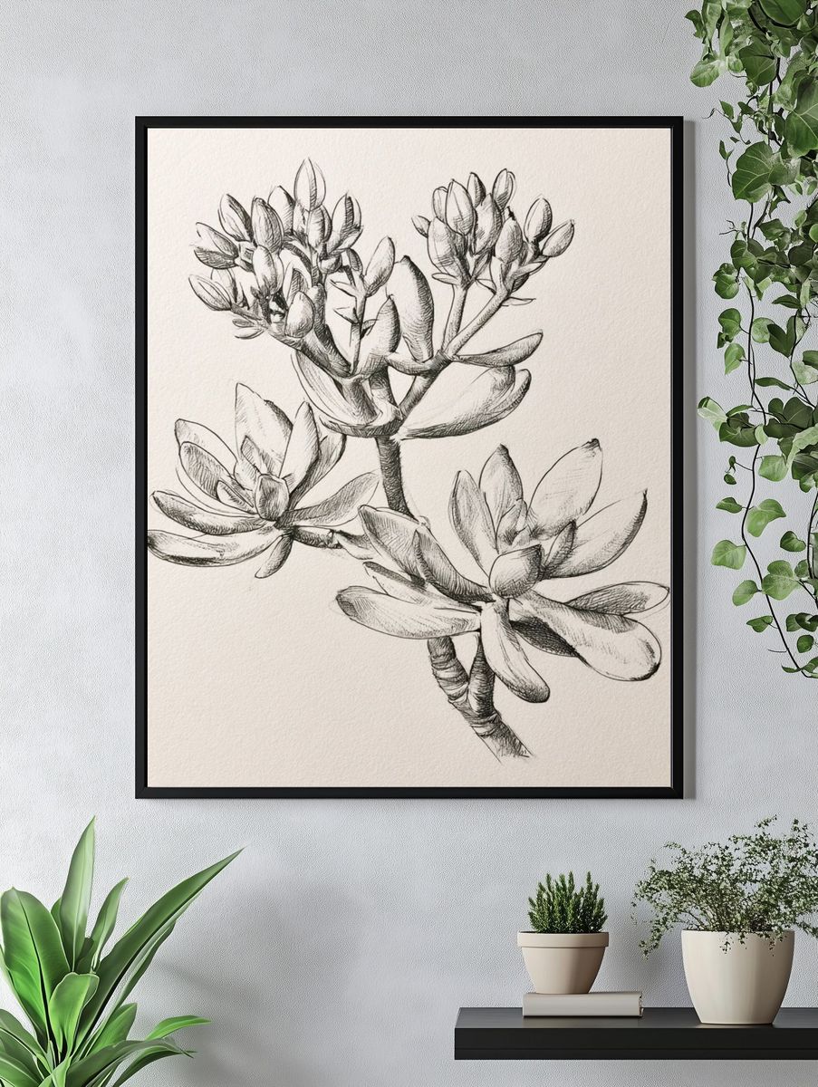 Succulent Botanical Sketch Poster. — room view 4