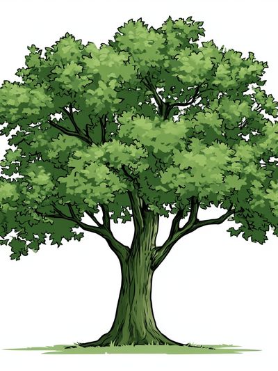 Lush Green Tree Illustration Poster. poster