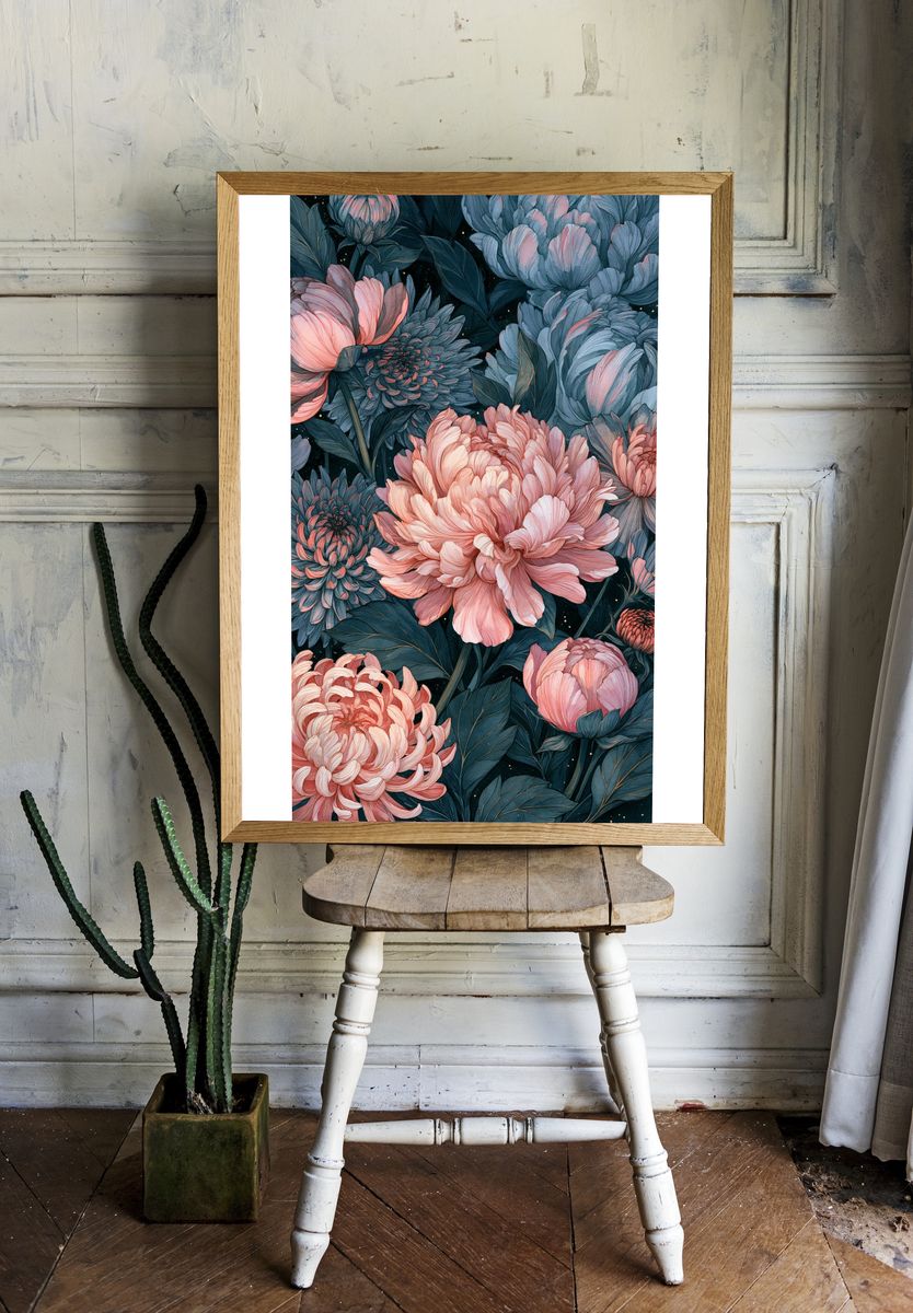 Peony Bloom Botanical Print. — room view 1